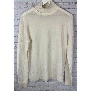 TOTEME Women’s Two-Tone Turtleneck Knit Cream Size XL